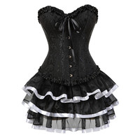 ChaoRong Sexy Corsets pour femmes grande taille Costume surbuste Burlesque Corset et jupe ensemble Tutu Corselet robes de mode victorienne