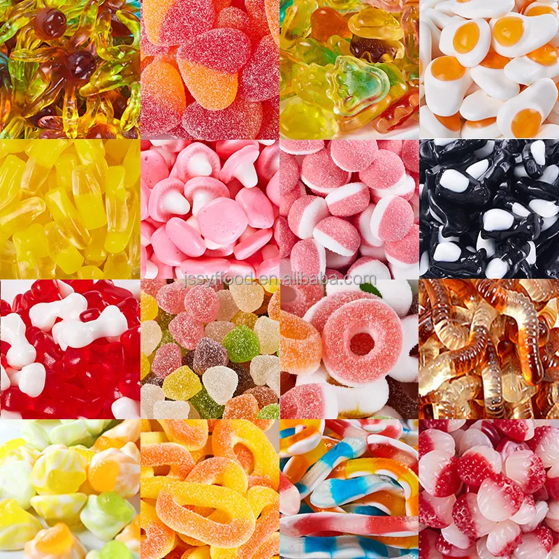 Pemasok Gula-gula Grosir Label Pribadi Kustom Buah Permen Gummy Cacing Gummy Bear Sweets