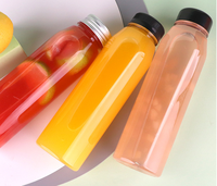 Fabricante pequeño Moq transparente 250ml 300ml 350ml 400ml 450mL 500ml sin Bpa PET botella de plástico de jugo de grado alimenticio con tapa