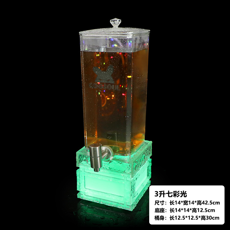 Base transparente con estampado de piedras, barril de vino colorido de 3 litros