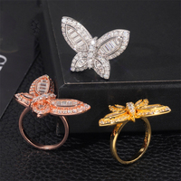 Bijoux fins de luxe personnalisé 925 argent Sterling Moissanite Baguette anneaux Hip Hop papillon conception pour mariage fiançailles diamant