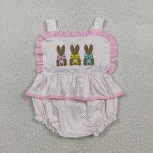 Disfraz de Conejito de Pascua Bordado en Stock, Ropa de Verano para Bebés Niñas con Encaje Rosa y Puntos - Product Image 5