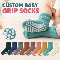 Chaussettes antidérapantes pour bébé personnalisées, en coton doux, chaussettes pour tout-petits, semelle antidérapante, logo personnalisé, OEM, vente en gros