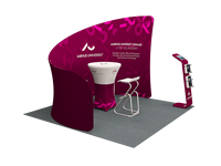 Stand d'exposition modulaire portable incurvé pour salon professionnel, équipement de bannière murale et présentoir de sol