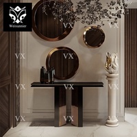 Console de table moderne de luxe en argent comptoir en marbre épais pour la maison hôtel salon décoratif meubles de maison de qualité pour l'entrée
