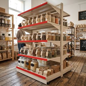 Étagère de supermarché blanche en forme de gondole, présentoir en treillis métallique double face pour magasin de détail - Product Image 6