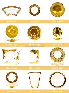 JIUWANG Venta caliente barato blanco y oro cerámica cocina restaurante plato oro borde cuencos 1 tonelada Platos y platos - Product Image 5