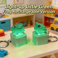 Custom Cartoon Frog Sound Keycap Keychain Lightweight Plastic LED Light up Fidget Toy Switch Button Press Stress Relief for Gift