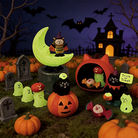 Veilleuse chat mignonne et apaisante, aimant de réfrigérateur, décoration d'Halloween, cadeau, mini veilleuse lune citrouille, objet de décoration de bureau quotidien