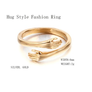Creative Cute Adjustable Romantic Hand Hug 18k Gold Plated Stainless Steel <b>Couples</b> <b>Ring</b> - Product Image 1