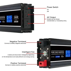 High Frequency LCD Display 2000w AC Output 12V 24V 48V To 110V 220V Car Inverter On-board Inverter Converter