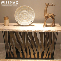 WISEMAX FURNITURE Table console en marbre post-moderne Table décorative de luxe en acier inoxydable pour couloir de maison Table d'entrée durable