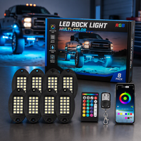Kit d'éclairage LED RGBW multifonctionnel 12V 8-en-1 pour dessous de caisse de voiture, étanche (compatible avec télécommande, Bluetooth et contrôle par application)