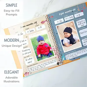Libro de recuerdos de primer año de tapa dura personalizado para niños y niñas, álbum de recortes para bebés, álbum de bebés y libro de recuerdos
