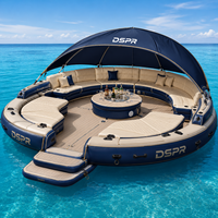 Plateforme flottante gonflable sur mesure avec auvent d'ombrage pour la location en resort et les sports nautiques