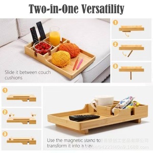 Bandeja de sofá de madera Yinchuang con compartimentos multifuncional para refrigerios, café, desayuno y cena - Product Image 5