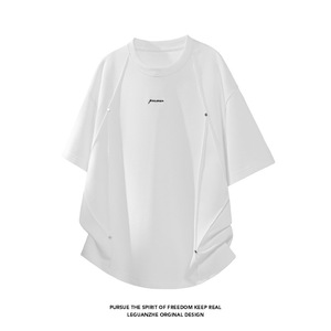 T-shirt en toile décontracté à col rond pour homme, coupe classique, manches courtes, noir, coton 300g, Tiyo, vêtements d'été - Product Image 2
