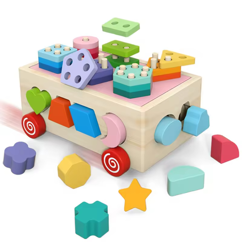 Wooden Orchard Farm Radish & Shape Matching Sorting Car - View 2