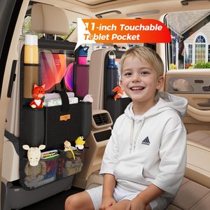QEEPEI, soporte para tableta de 11 pulgadas, organizador de asiento de coche de 8 bolsillos, Protector de asiento de coche de poliéster mejorado para viajes familiares y niños - Product Image 6