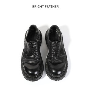 נעלי דרבי מעור סוס שטוף לגברים, סוליה עבה, הגבהה, עבודת יד, שרוכים, קיץ, קז'ואל, עסקים, תוצרת סין - Product Image 4