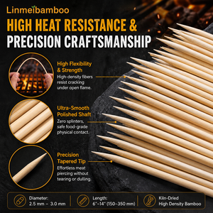 Spiedini <span class=keywords><strong>per</strong></span> <span class=keywords><strong>Barbecue</strong></span> in Bambù Naturale Resistenti con Punte Affilate <span class=keywords><strong>per</strong></span> Grigliate all'Aperto e Shish Kebab - Vendita all'Ingrosso - Product Image 1