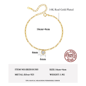 CZCITY elegante donna 925 Designer rotondo CZ gioielli in <span class=keywords><strong>argento</strong></span> placcato oro elegante moda ragazza signora 14K catena <span class=keywords><strong>bracciale</strong></span> - Product Image 2