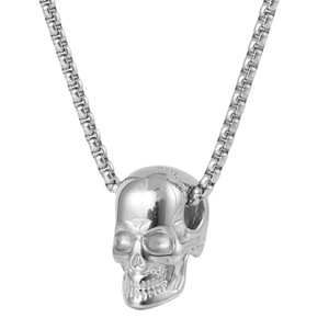 yunnique <b>Titanium</b> Steel Skull Pendant Gold Color Geometric Design For Men Fashion Necklace 60cm <b>Chain</b> - Product Image 5
