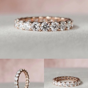 Bague en or 18 carats avec diamant cultivé en laboratoire IGI, bande éternelle entièrement sertie de diamants ronds, bijoux de mariage et de fiançailles pour femmes - Product Image 3