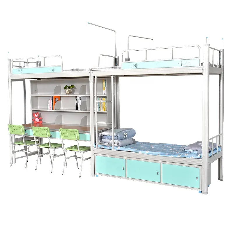 モダンで快適な学校の金属製の大人の寝室安い鉄のトリプル2社の3人用はしごベッド