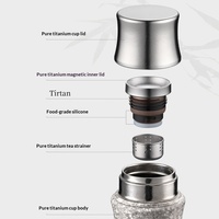 Botol Titanium Drop Water, Cangkir Titanium Murni, Flask Vakum Titanium, Tutup Magnetik Buka Cepat, Desain Elegan dengan Seksi Bambu, Hadiah Bisnis