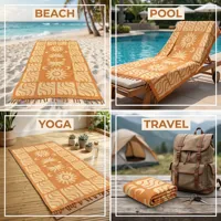 Serviette de plage turque Peshtemal 100% coton, légère, séchage rapide, tissage jacquard, sans sable, à franges, pour la plage, la piscine et les voyages
