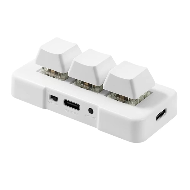 3-key Mini MK321BT Customized Keyboard with Mechanical Blue Switch Dual Mode USB for Office Game Multimedia