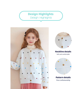 Cardigan lavorato a <span class=keywords><strong>maglia</strong></span> da ragazza con pois colorati-maglione Casual abbottonato per bambini - Product Image 4
