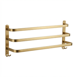 Toallero de Pared de Tres Niveles Langges SUS304 Dorado con Ganchos, para Hoteles y Villas de Lujo, OEM ODM, Todos los Acabados Disponibles - Product Image 1