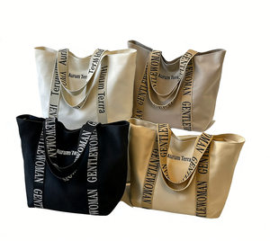 Sacs à main pour femmes de luxe à usage quotidien, sac fourre-tout en toile avec fermeture éclair, logo imprimé personnalisé - Product Image 3