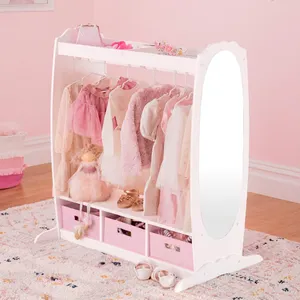 Kids Wooden New Design Baby Child Room Clothes Storage Organizer Pink Wardrobe Closet Cabinets With Drawer