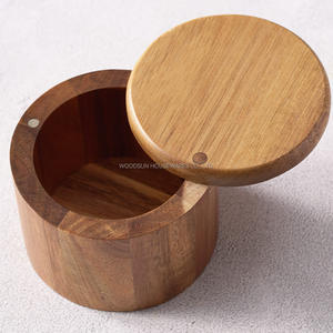 Woodsun กล่องเก็บเกลือกล่องเครื่องเทศโหลเกลือไม้พร้อมฝาหมุนแม่เหล็ก - Product Image 2