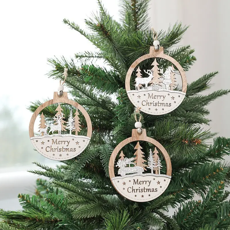 Kreative Holz Ferienhaus hängende Ornamente Set Dekoration Holzhandwerk Kleine Weihnachts baum Anhänger