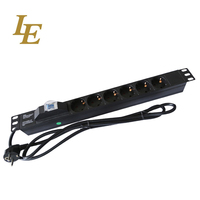Regleta de alimentación de 19 pulgadas para rack, PDU de aleación de aluminio con 6 enchufes Schuko universales, interruptor, protección contra sobretensiones y sobrecarga