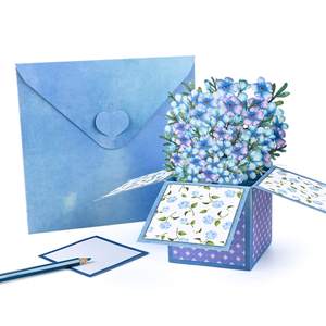 การ์ดป๊อปอัพลายช่อดอกไม้สีน้ำ - การ์ดกล่องป๊อปอัพดอกไม้ 3 มิติลายดอกฟอร์เก็ตมี-เน็ต การ์ดแสดงความคิดถึง ขอให้หายป่วยเร็วๆ นี้ - Product Image 5