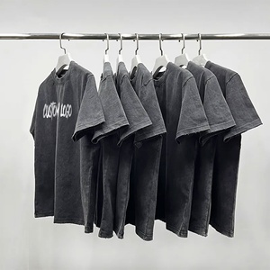 เสื้อยืดผ้าฝ้ายฟอก100% ซักด้วยแร่เสื้อยืดแขนยาวสีดำพิมพ์ลายโลโก้ตามสั่งลายกราฟิกเฮฟวี่เวท - Product Image 2