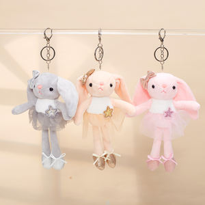 20CM Oster-Geschenke Rosa Kaninchen Ballett-Hase Schlüsselanhänger Plüschtier mit Kleid für Geburtstagsgeschenk Mädchengeschenk Plüschspielzeug - Product Image 1