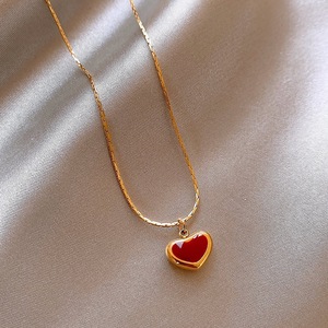 Collana da Donna con Ciondolo a Cuore, Stile Europeo e Americano, Lusso Discreto, in Acciaio Inossidabile con Catena a <span class=keywords><strong>Serpente</strong></span> e Diamanti - Product Image 3