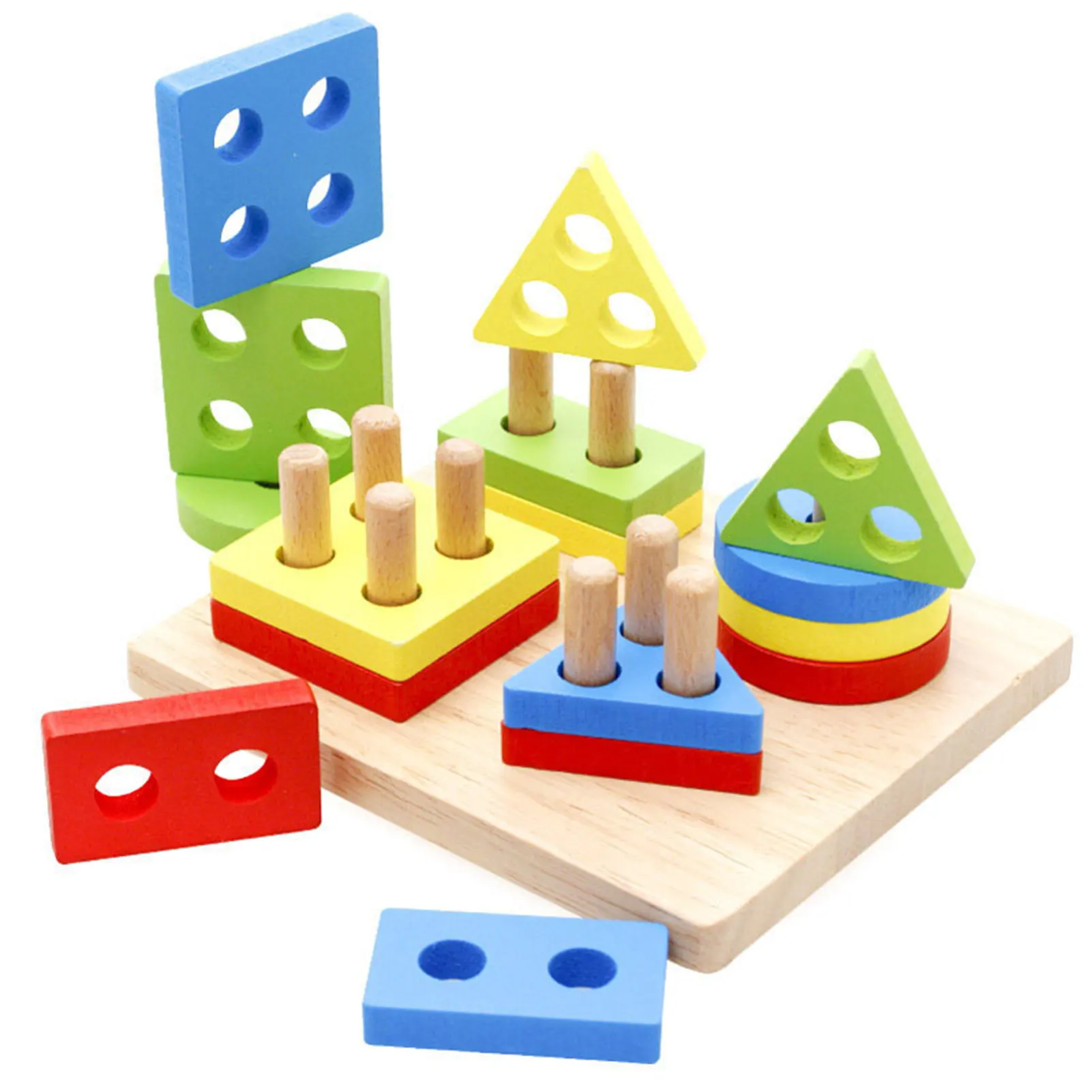 Brinquedos educativos para crianças pequenas coloridas, polo de madeira, forma geométrica, ferramentas de aprendizagem, <span class=keywords><strong>jogos</strong></span> de brinquedo