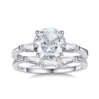 Ensemble de bagues de fiançailles personnalisées en moissanite pour femme, 2 carats, couleur D, VVS, argent sterling 925, avec certificat
