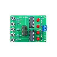 Kit DIY Responder Kuis 4 Orang, Papan Sirkuit Latihan Penyolderan Buzzer Kuis, Modul Eksperimen Pengajaran Elektronik