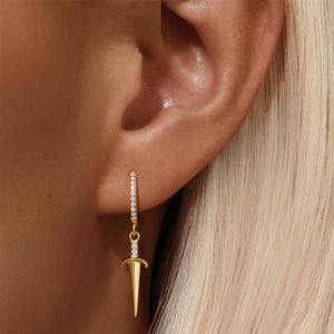 Boucles d'oreilles créoles de luxe en argent S925, motif fleur ajourée et goutte d'eau, très populaires - Product Image 5