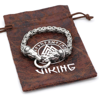 Bracelet en acier inoxydable vintage imperméable Viking Ours polaire pour hommes. Bracelet classique non allergique, bijoux