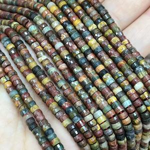 <span class=keywords><strong>Pierre</strong></span> <span class=keywords><strong>naturelle</strong></span> de jaspe Red Creek, forme galet, 2x4mm, à facettes, Haixi, pour la création de bijoux raffinés et tendance, environ 380mm - Product Image 3