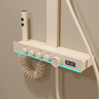 Robinet de douche thermostatique DG à LED, mural, en laiton chromé poli, avec douchette pluie et douchette à main, ensemble de douche de luxe pour villa